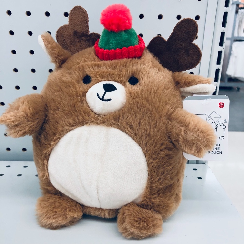 NEW AMERICAN GREETINGS Gift Card Holder Reindeer Plush Toy w/ Zippered Pouch